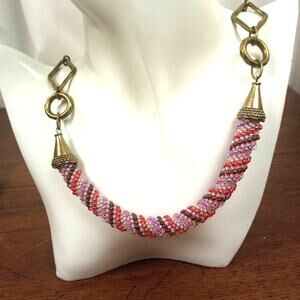 HANDMADE Spiral Beaded Chunky Necklace 22"